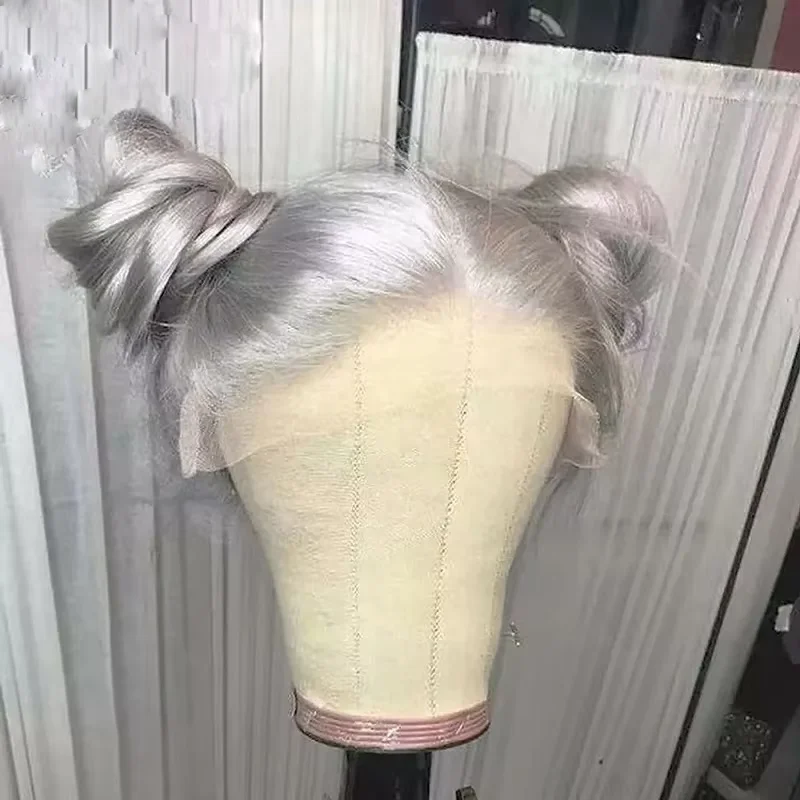 

Silver Grey Lace Front Short Bob Wig Grey Straight 13x4 Lace Transparent Frontal Wigs Remy Gray Human Hair For Women 10-18 Inch