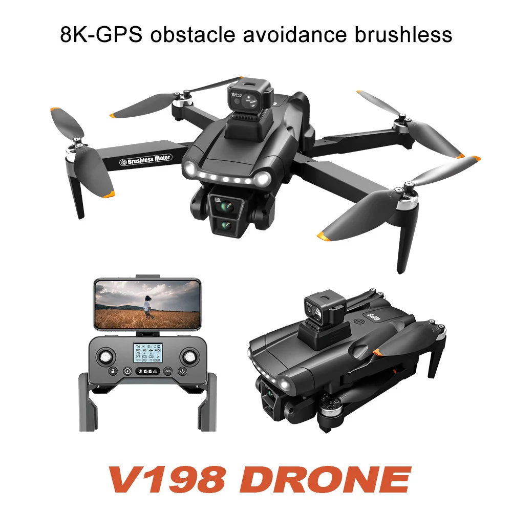 

V198 MAX PRO Дрон GPS 8K Профессиональный с HD-камерой 5G WIFI FPV Бесщеточный радиоуправляемый квадрокоптер Предотвращение препятствий Автоматическое возвращение