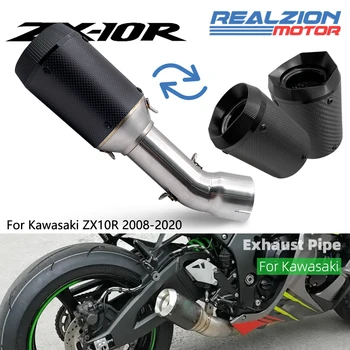 REALZION ZX10R Exhaust Slip-on Pipe System Full Set Link Pipe Motorcycle Middle Pipe For Kawasaki ZX 10R 2008-2020 2019