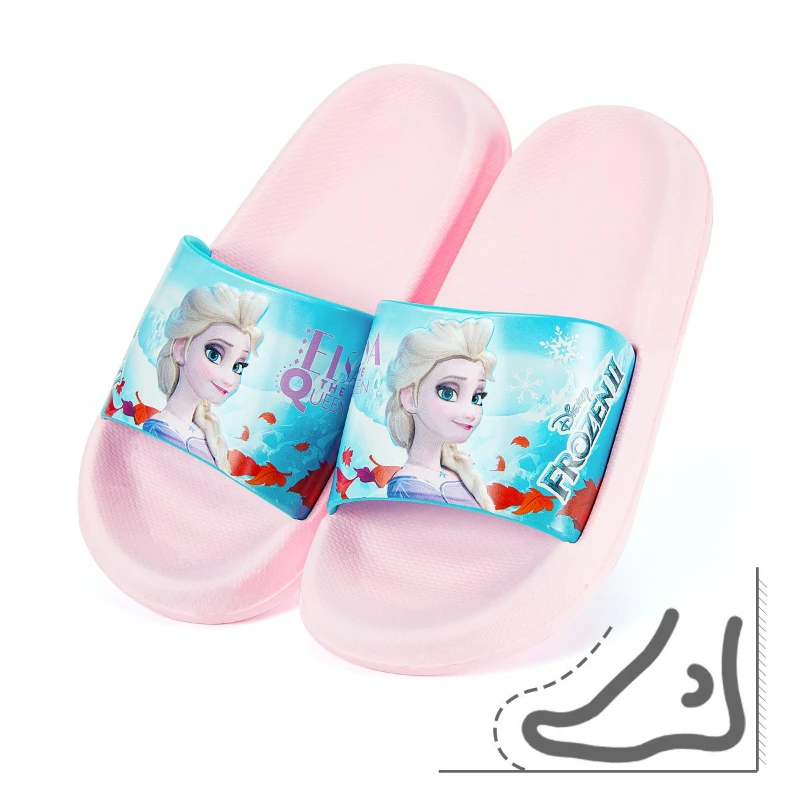 Disney Girls\' Slippers Summer Princess Elsa Indoor Anti slip Children\'s Slippers for Girls Home Floor Pink Purple EVA Shoes Size