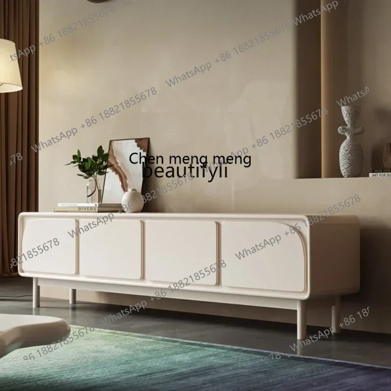 

X Cream Style Coffee Table TV Cabinet Combination Quiet Style Living Room Small Apartment Solid Wood Creative TV Stand