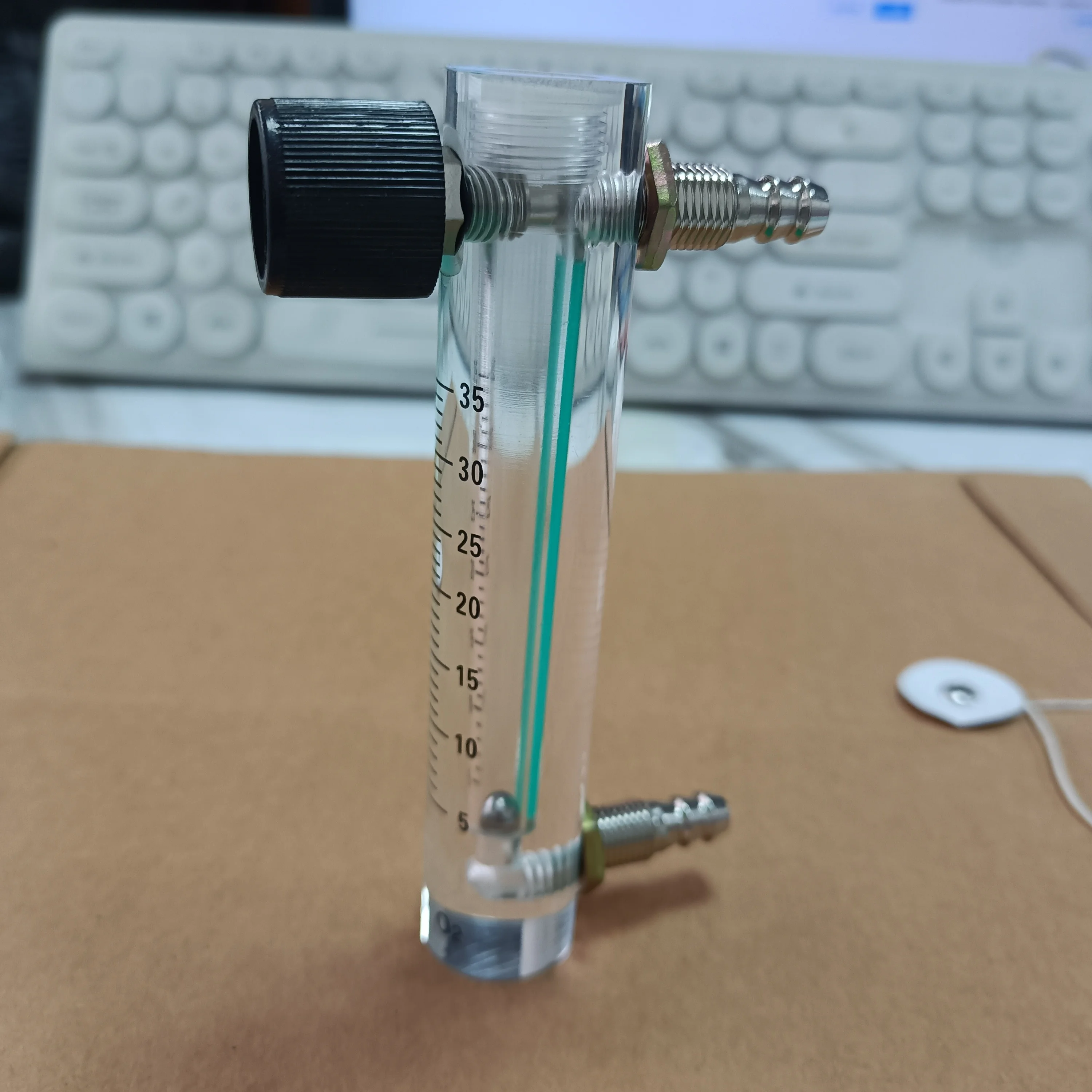 Acrylic Gas Air Oxygen Flow Meter Flowmeter Countor Indicator O2 With Valve Brass Connector 0.1Mpa 5-35L/Min Height 116mm