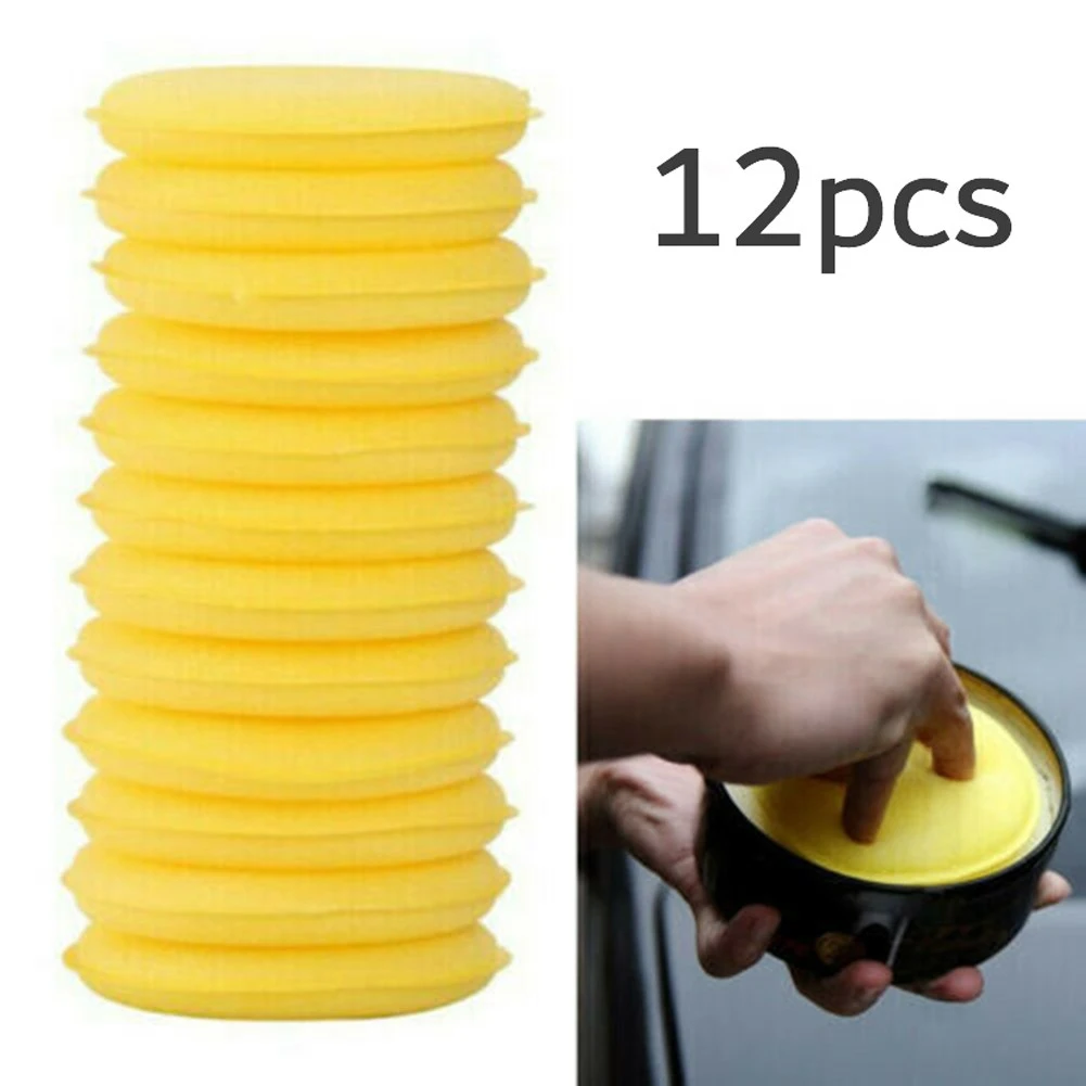 

For The Vehicle Waxing Polish Set Sponge Soft Tool Foam Pads Paint Polishing Vehicle Waxing Yellow 12PCS Auto Care