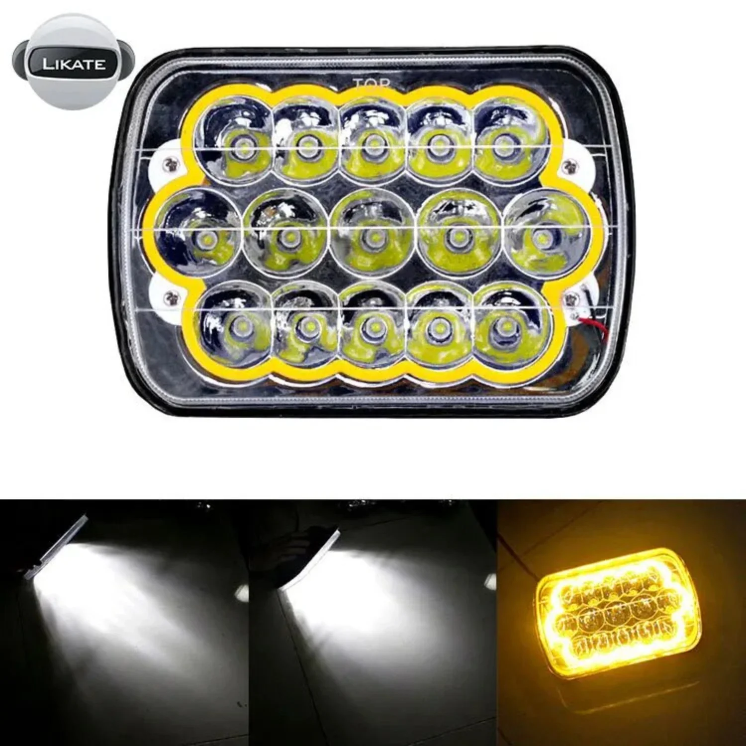 

1pcs Yellow and White High Low Beam Headlights with 45W, 7-inch Square Design - Bright and Stylish Headlight Option