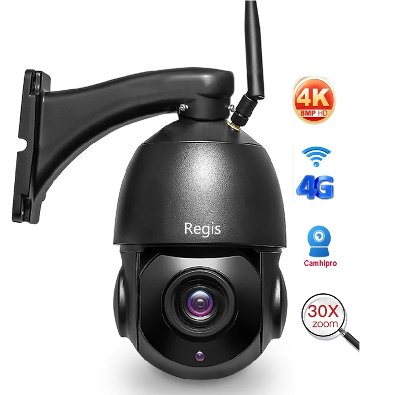 Cámara IP Cctv 4g con Zoom óptico de 8MP, 4K, 30X, visión nocturna a todo Color, tarjeta Sim 4G, sistema de seguridad Wifi para exteriores