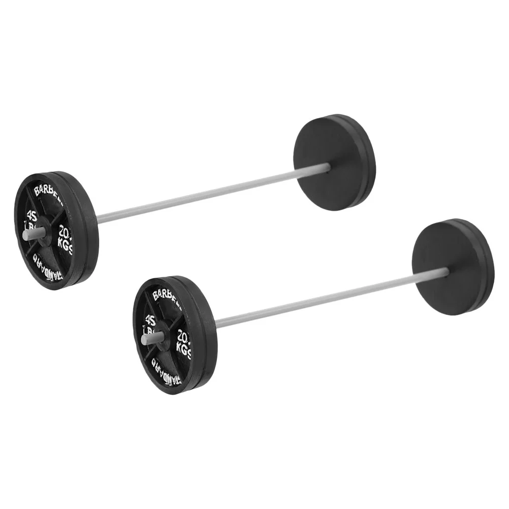 2 Pcs Dumbbells Dollhouse Barbell Mini Sports Model Ornament Dolls Ornaments Models Decor Supplies Props Accessories Fitness