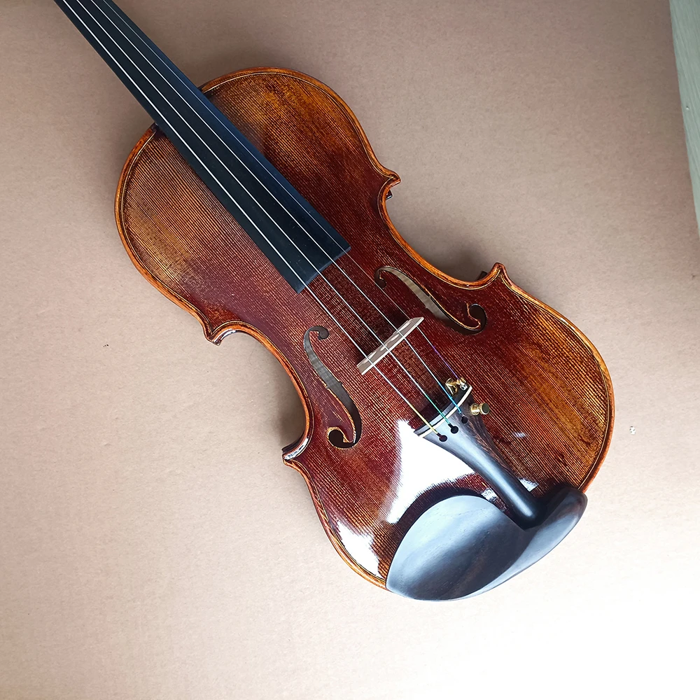 High-grade cashew paint Complete Backboard flame maple Handmade Violin 4/4 deep colour brown professional musical instrument