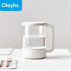 Olayks 0.8L Electric Kettle Compact Insulated Kettle Ceramic Glaze Base Home Tea Kettle Digital Display Kitchen Appliance