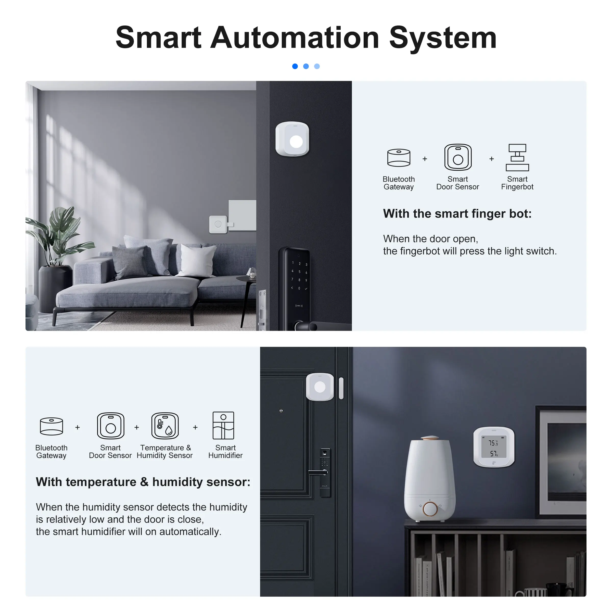 GIRIER Tuya ZigBee Door/Window Sensor with Wireless Smart Scene Switch Garage Door Contact Detector for Home Security Hub Needed