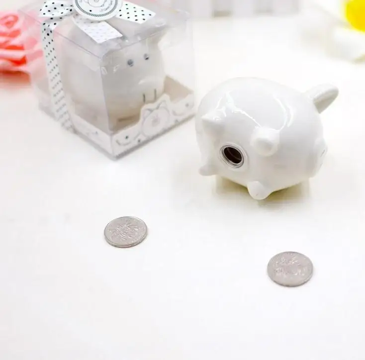 50pcs Ceramic Piggy Bank Wedding Giveaways Girl Boy Baby Shower Birthday Party Favors Gifts Wholesales Wholesale