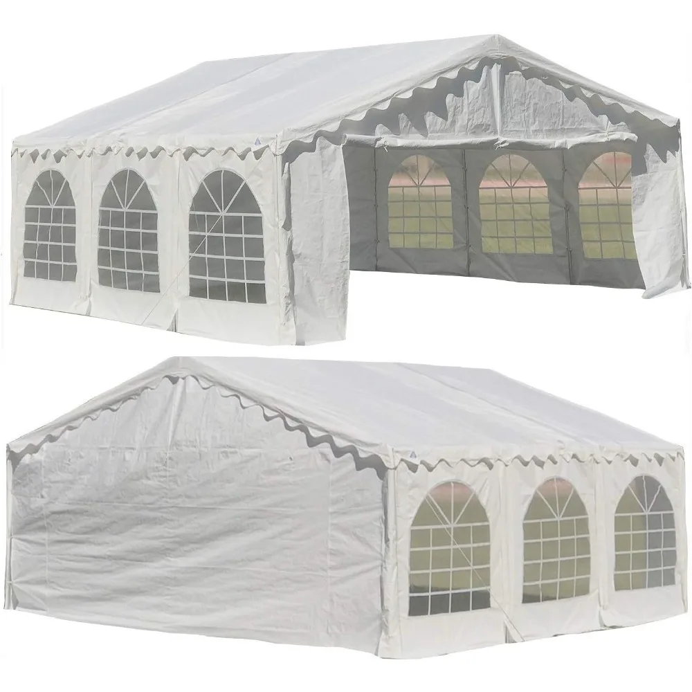 

20'x20' PE Party Tent Heavy Duty Upgraded Galvanized Gazebo Wedding Tent Canopy Big Tents Carport Outdoor Event Shelter