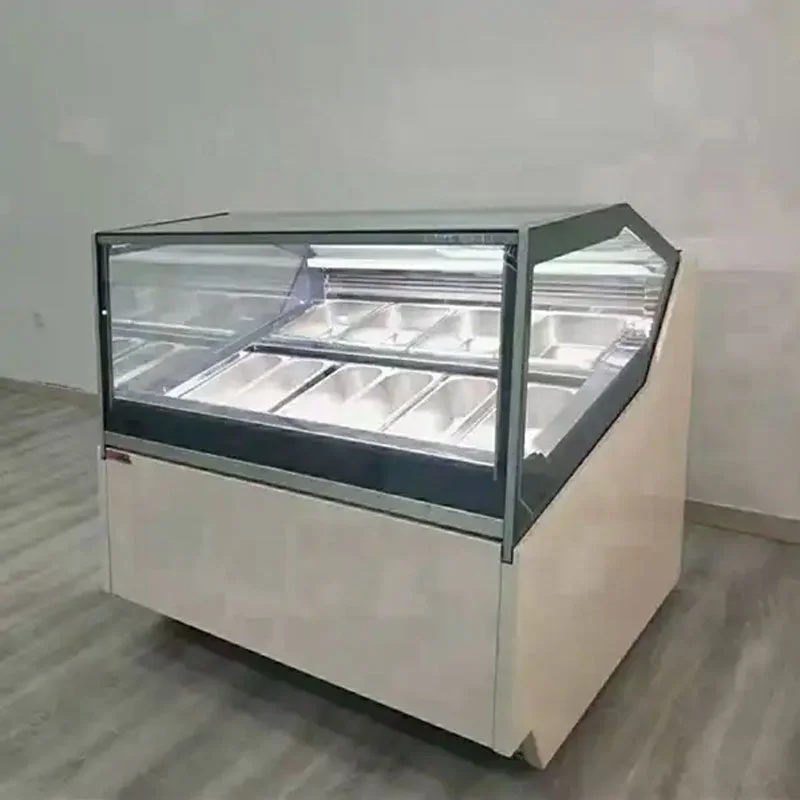 Portable Gelato Ice Cream Dipping Cabinet Ice Cream Display Showcase Display Freezer Trailer