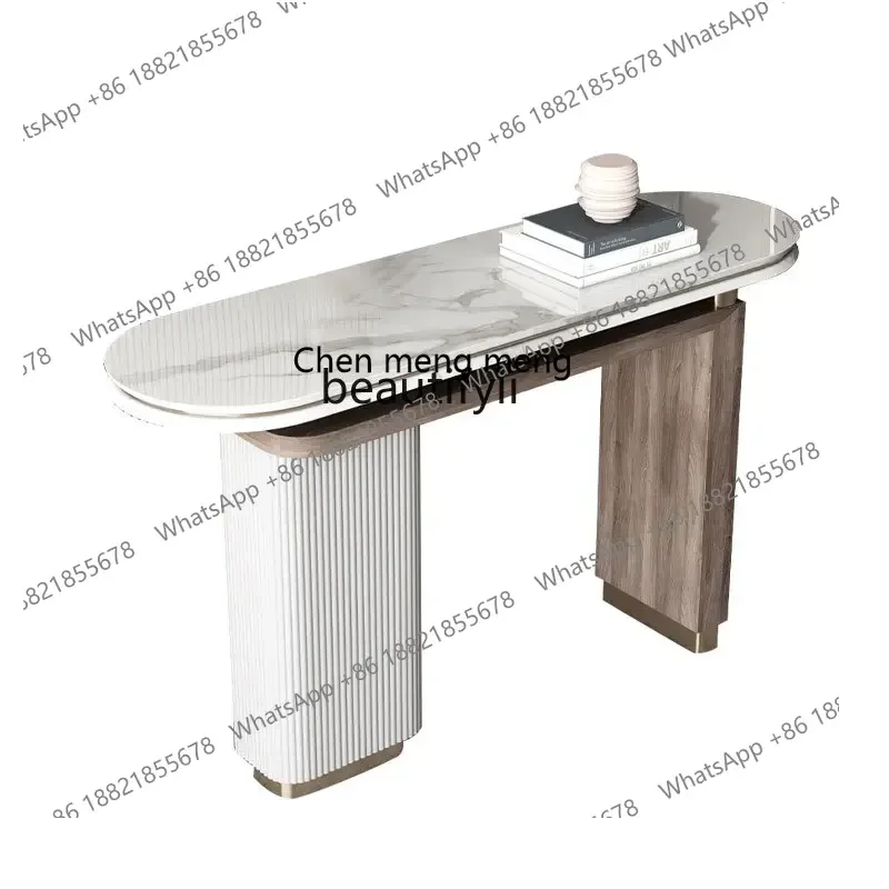 cc182l Italian Minimalist Style Stone Plate Console Modern Marble Entry Entrance Cabinet Affordable Luxury Style