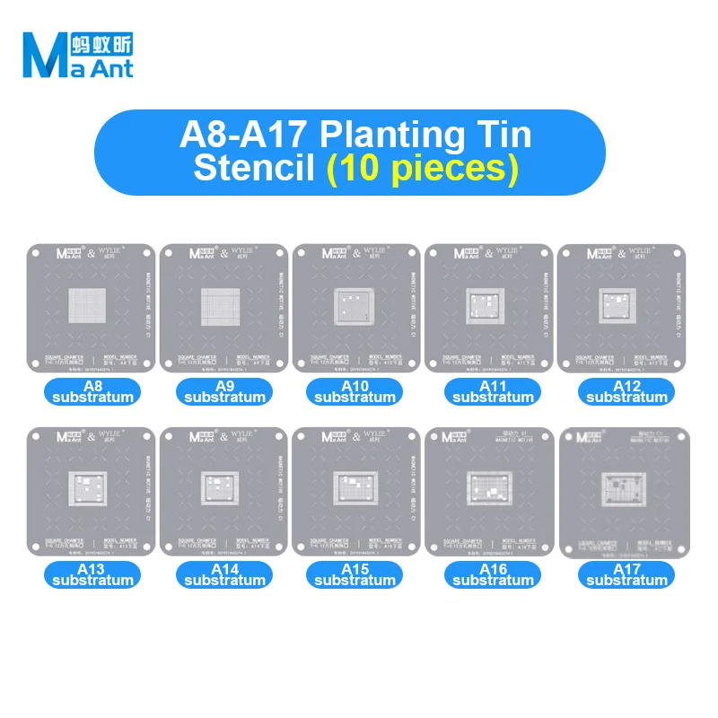 MaAnt C1 BGA Reballing Stencil Platform Set per IP A8-A17 MTK Hisilicon Qualcomm EMMC SAM CPU piantare Tin Steel Mesh