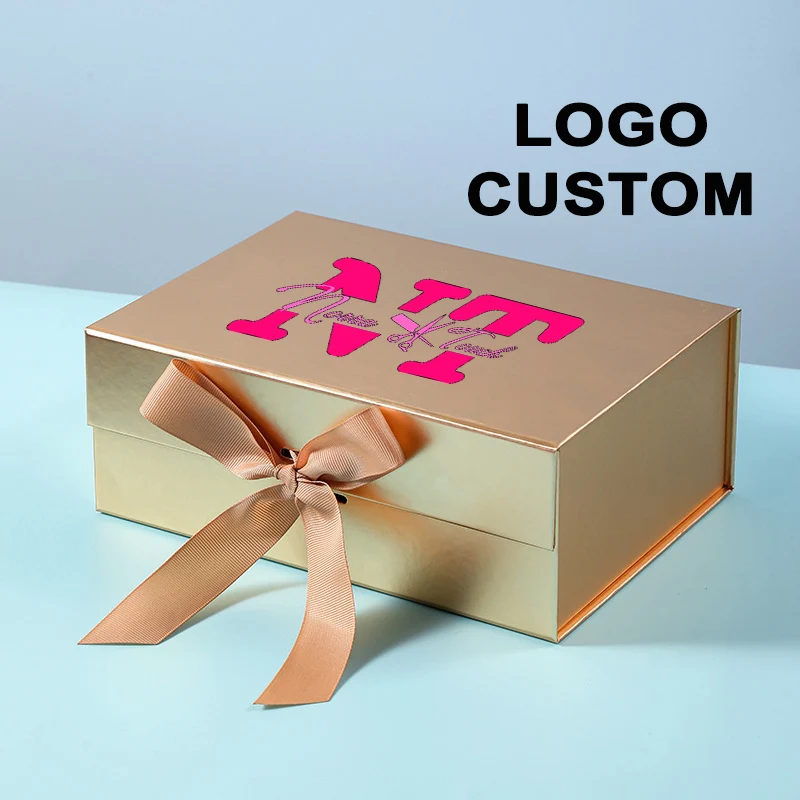 

Золотая подарочная коробка с магнитной крышкой, большие подарочные коробки с логотипом, подарочные коробки для учебы на Рождество, день рождения, свадьбу, выпускной