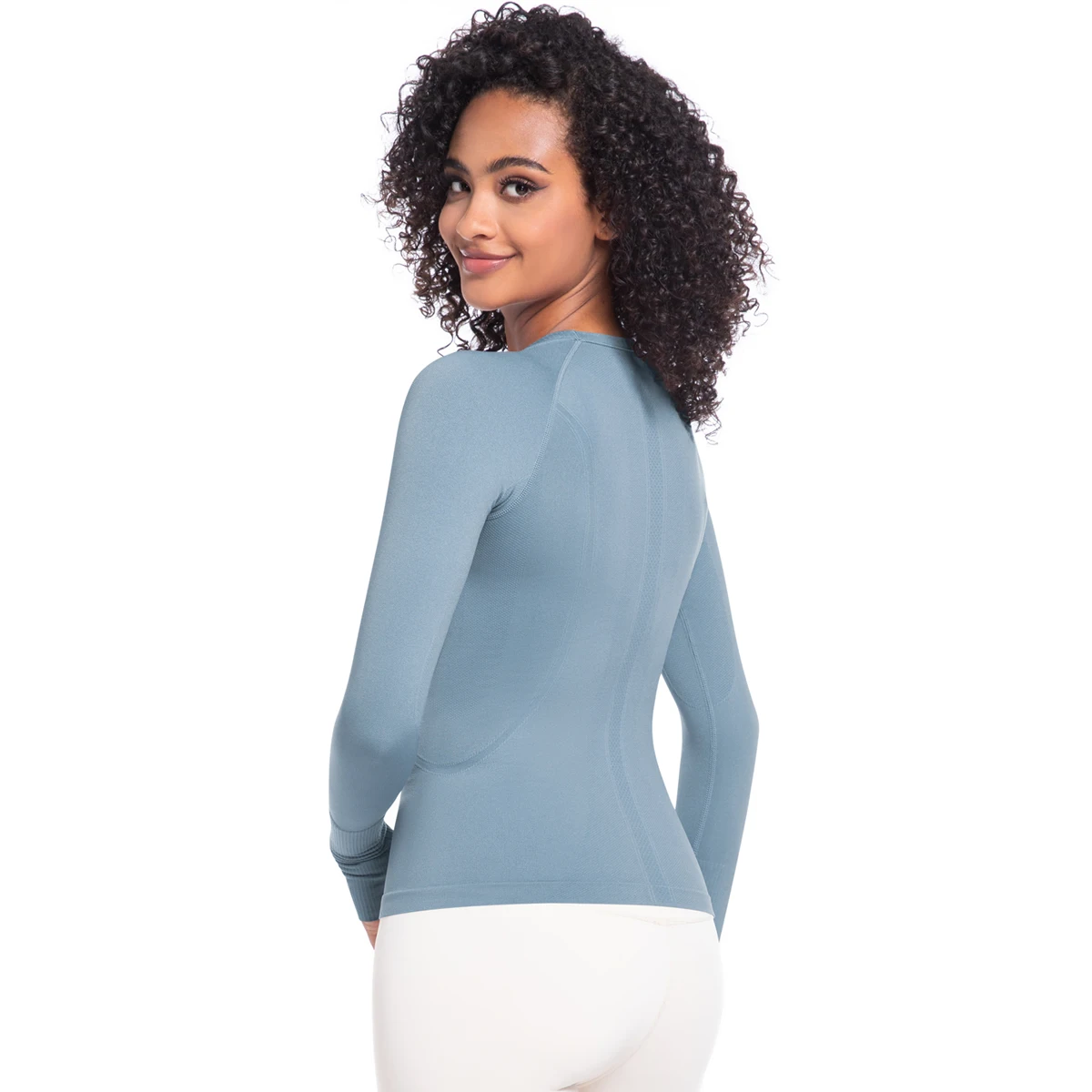 

Solid Color Slim Casual Round Neck Long Sleeved Shirt Yoga Sports Workout Top Breathable Gym Running Push Up Sport Top T-Shirt