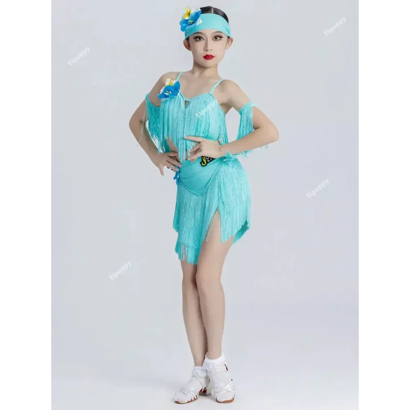 

Fringe Latin Dance Dress Girls Latin Dance Clothes Kids Competition Salsa Costume Child Cha Cha Rumba Ballroom Tango Dresses