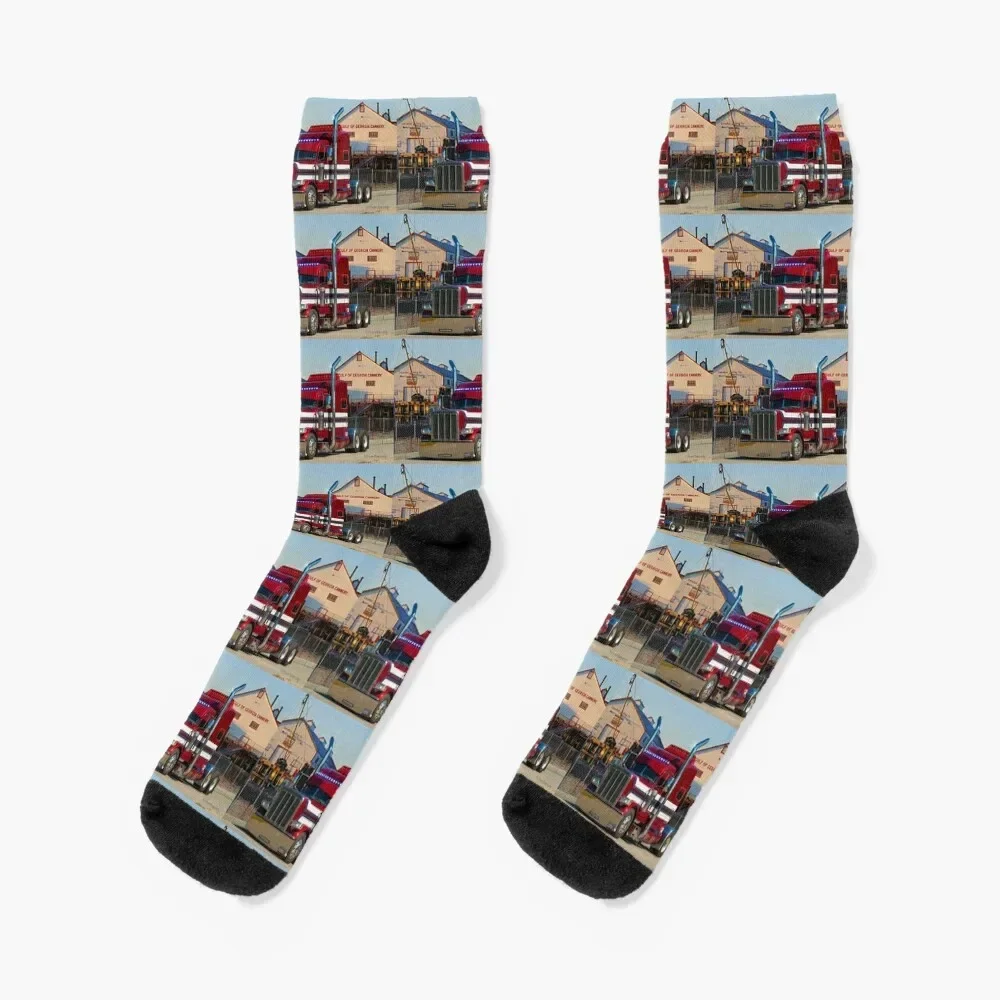 

Peterbilt with blue lights Socks winter gifts Children's Socks Women Men's