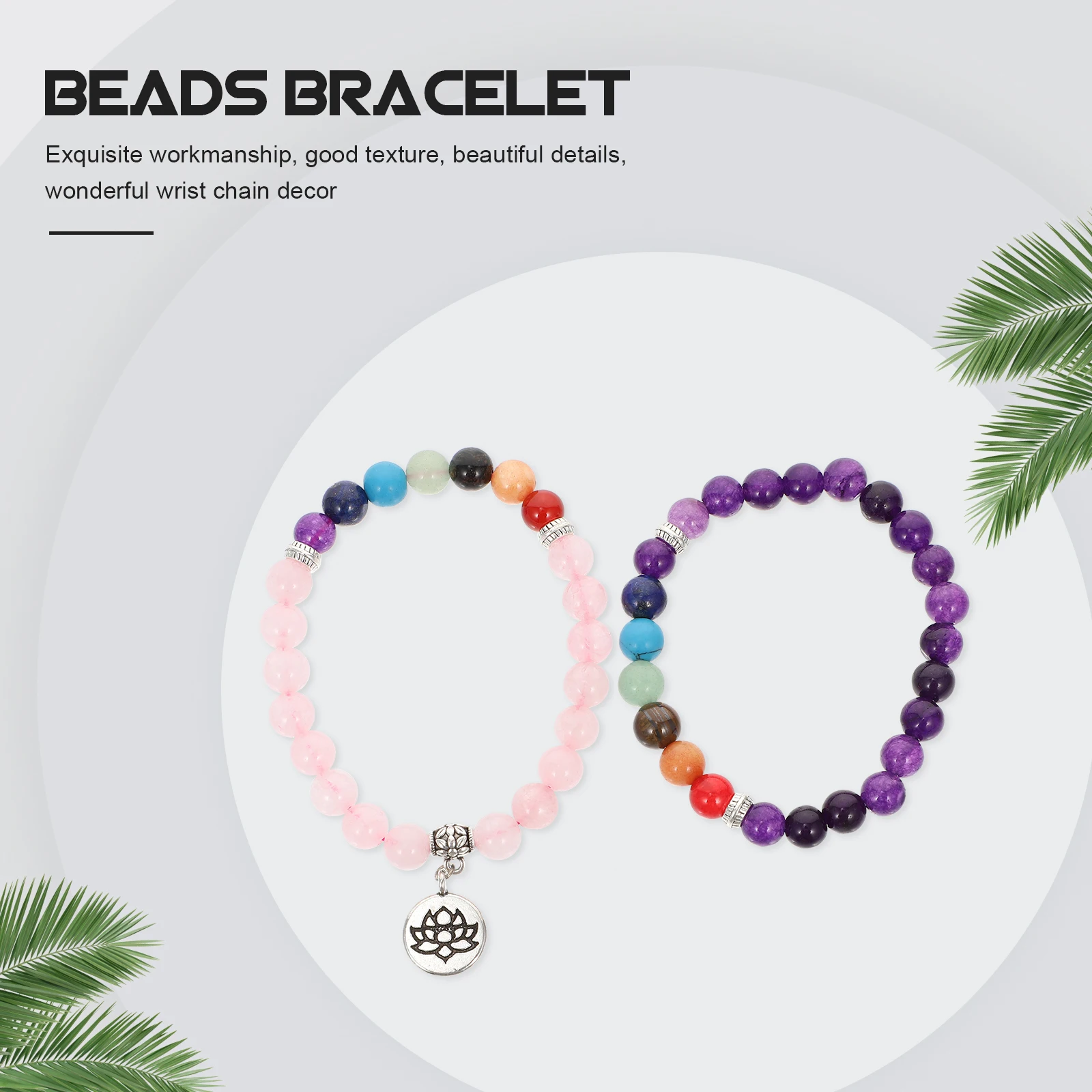 

2pcs Bracelet Seven Chakras Wrist Decors Women Bracelets Beads Decorations Yoga Daily Wear Parties Concerts Bars
