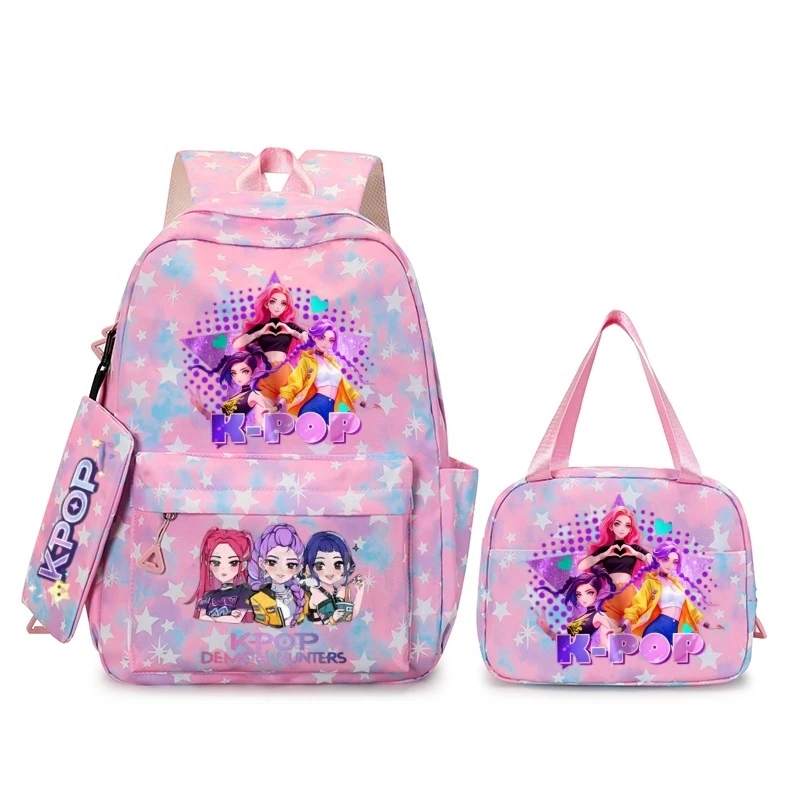

Fashion KPop Backpacks 3pcs Rumi Mira Zoey HUNTR/ Boys School Bags For Women Girls Kawaii Capacity Mochilas