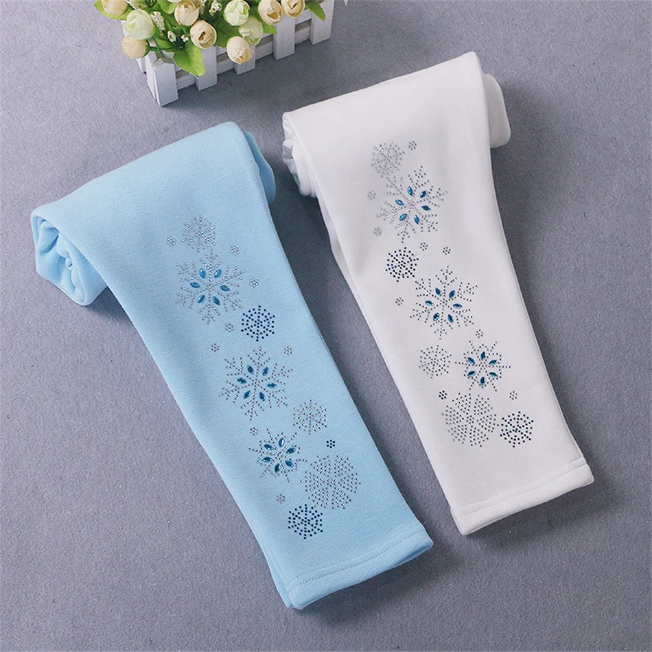 

Autumn Winter Girls Solid Velvet Thicken Pants Children Snowflake Slim Leggings Kids Snow Ice Flower Cotton Warm Trousers