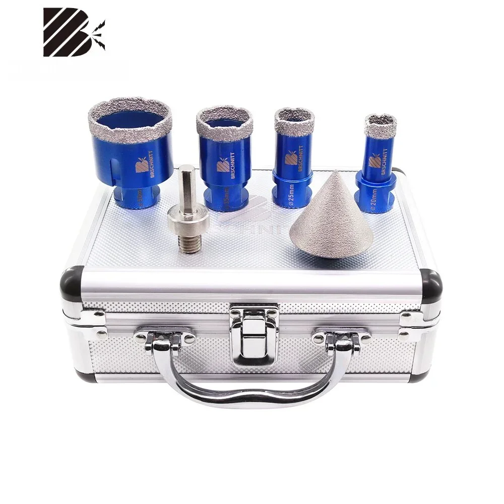 

BRSCHNITT-Diamond Drilling Bits Kit, Tile Cutter for Drilling Ceramic Marble Granite, M14 Thread Hole Saw, 6Pcs