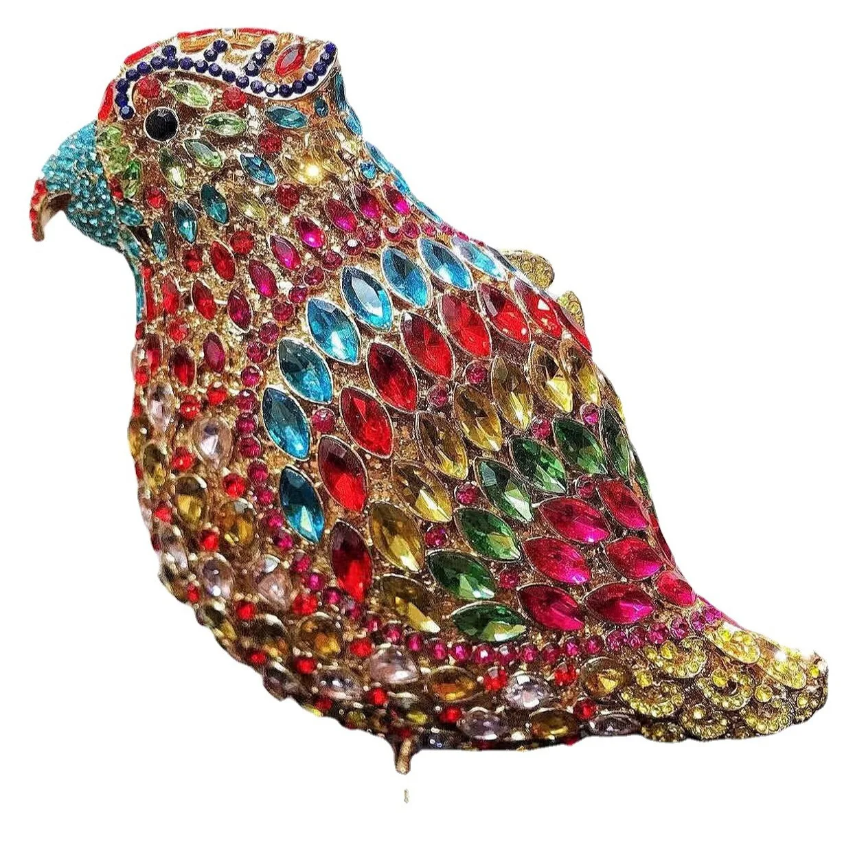 Parrot Diamond Dinner Bag Metal Hard Box Full Of Diamonds Banquet Clutch Bag Bird Clutch Torebka Damska Sac De Marque Luxe Femme