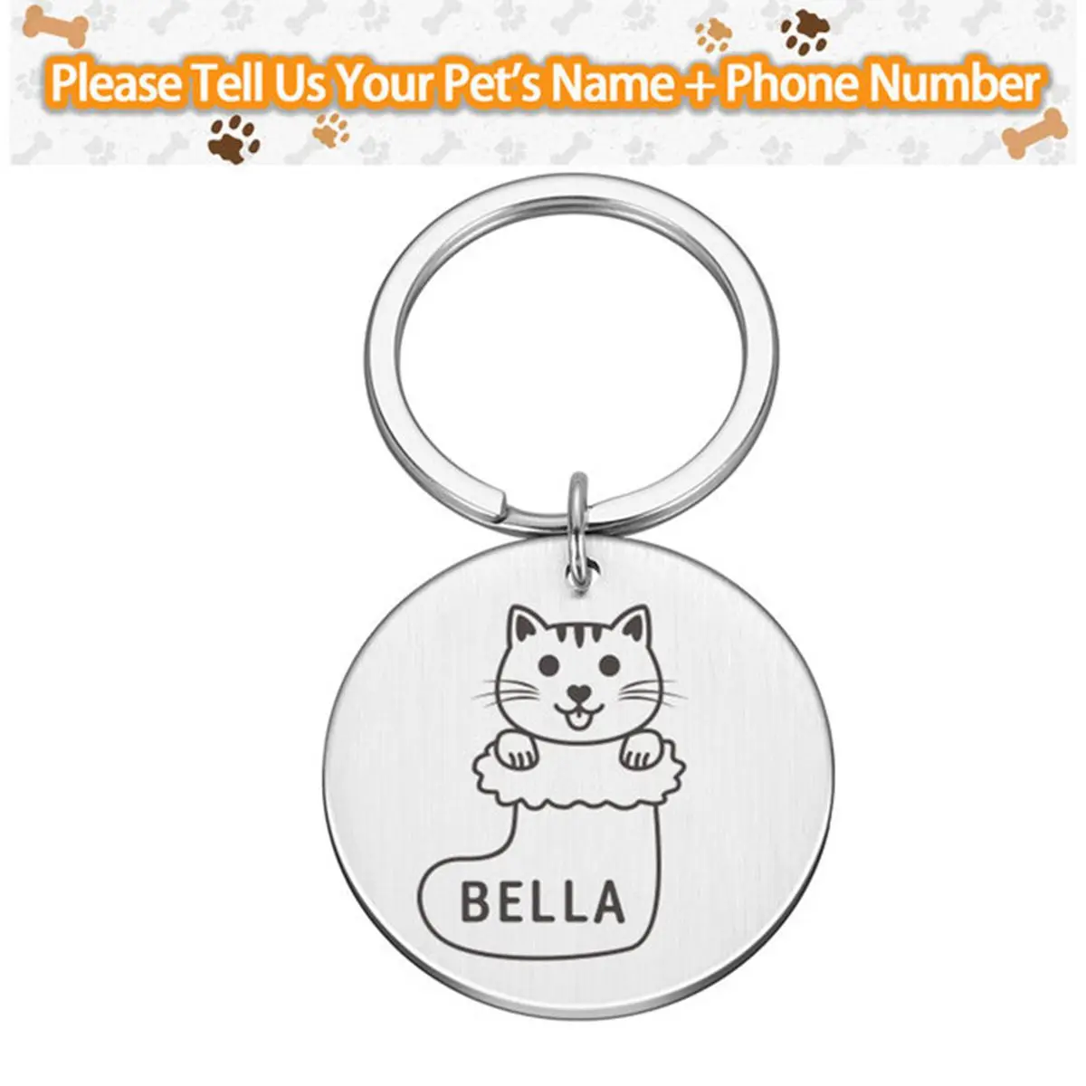 

1 pc Cartoon cat Tag Laser Engraving Pet Personalized Pet ID Tag For Kitten or cats