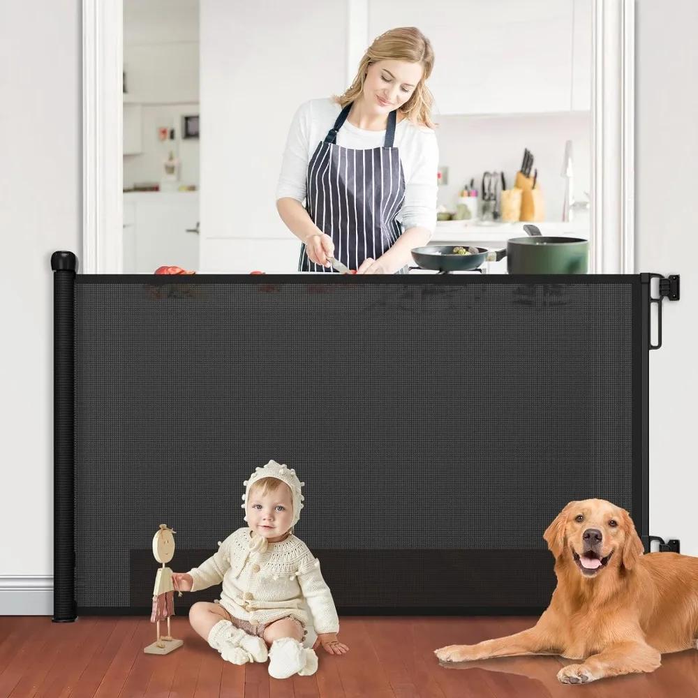 

Retractable Baby Gates for Doorways,Retractable Dog Gate for Stairs Extends to 54" Wide 34" Tall, Mesh Baby Gate,