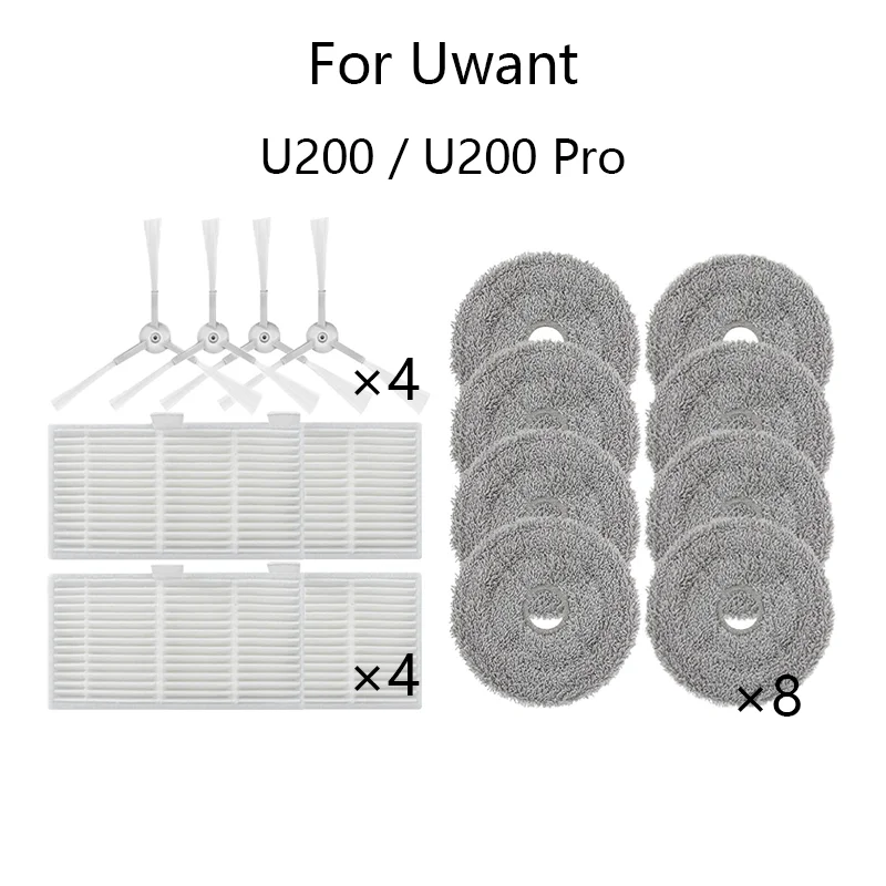 ل Uwant U200 / U200 Pro مكنسة كهربائية روبوت قطع غيار فرشاة جانبية ممسحة فلتر Hepa استبدال الملحقات