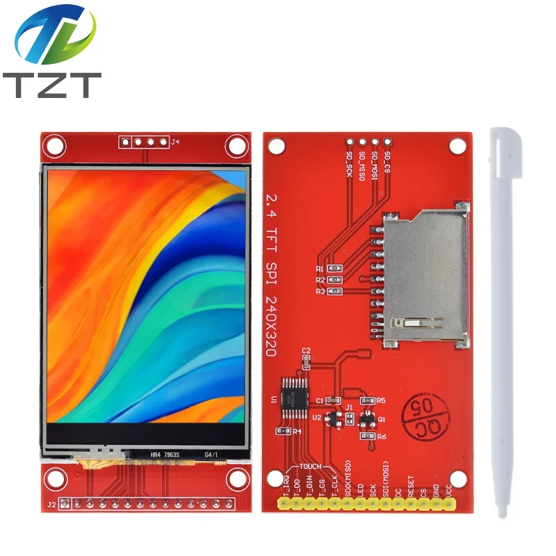 Модуль последовательного порта SPI TFT LCD 2,4 дюйма, 240x320 + адаптер PBC 5 В/3,3 В Micro SD ILI9341/ST7789, белый светодиод (с сенсорным экраном) для Arduino Модуль последовательного порта SPI TFT LCD 2,4 дюйма, 240x320 + адаптер PBC 5 В/3,3 В Micro SD ILI9341/ST7789, белый светодиод (с сенсорным экраном) для Arduino