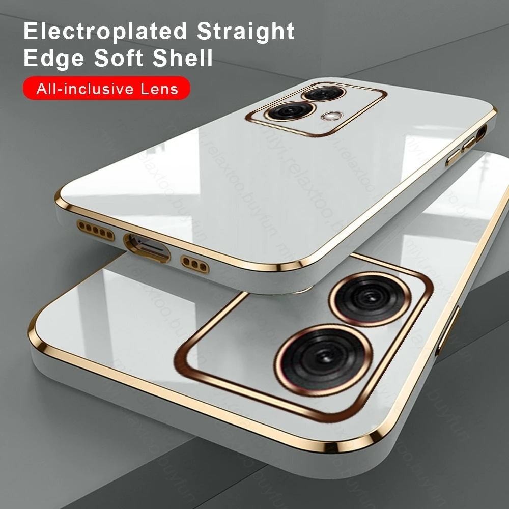 Luxury Plating Gold Frame TPU Soft Back Cover For Motorola Moto G84 G54 5G Case Camera Protect Fundas MotoG84 MotoG54 G 84 54 5G