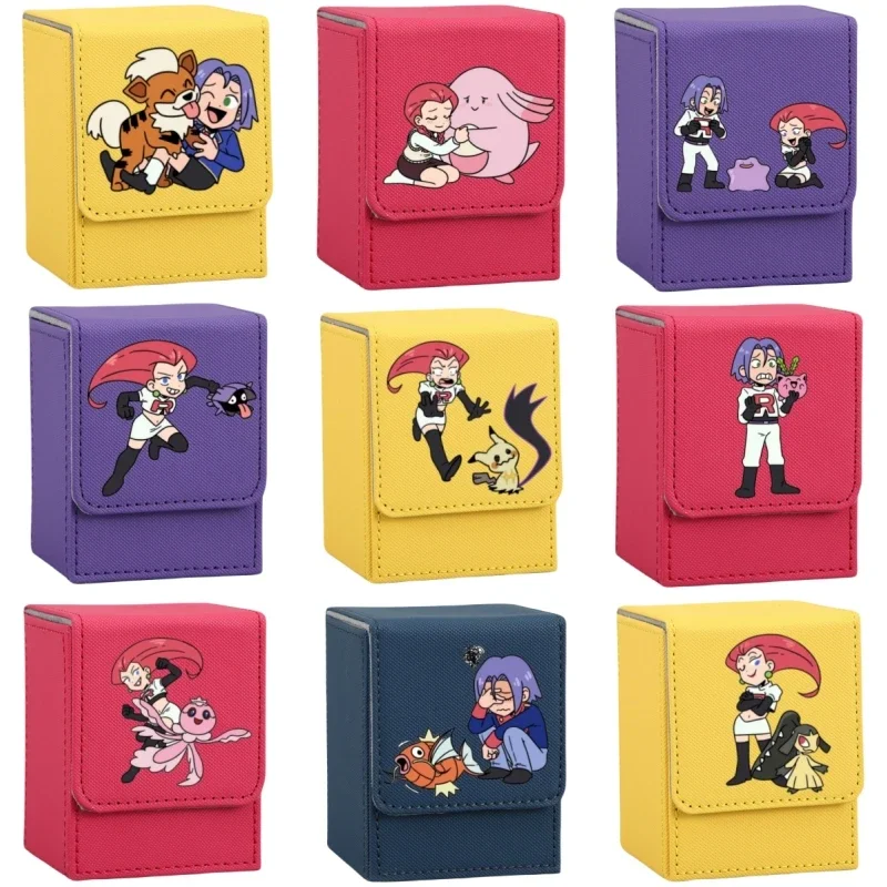 Pokemon Rocket Team Jessie James Growlithe Frillish Self Made Card Storage Box Anime Classics Game Collection Cards Toy Gift