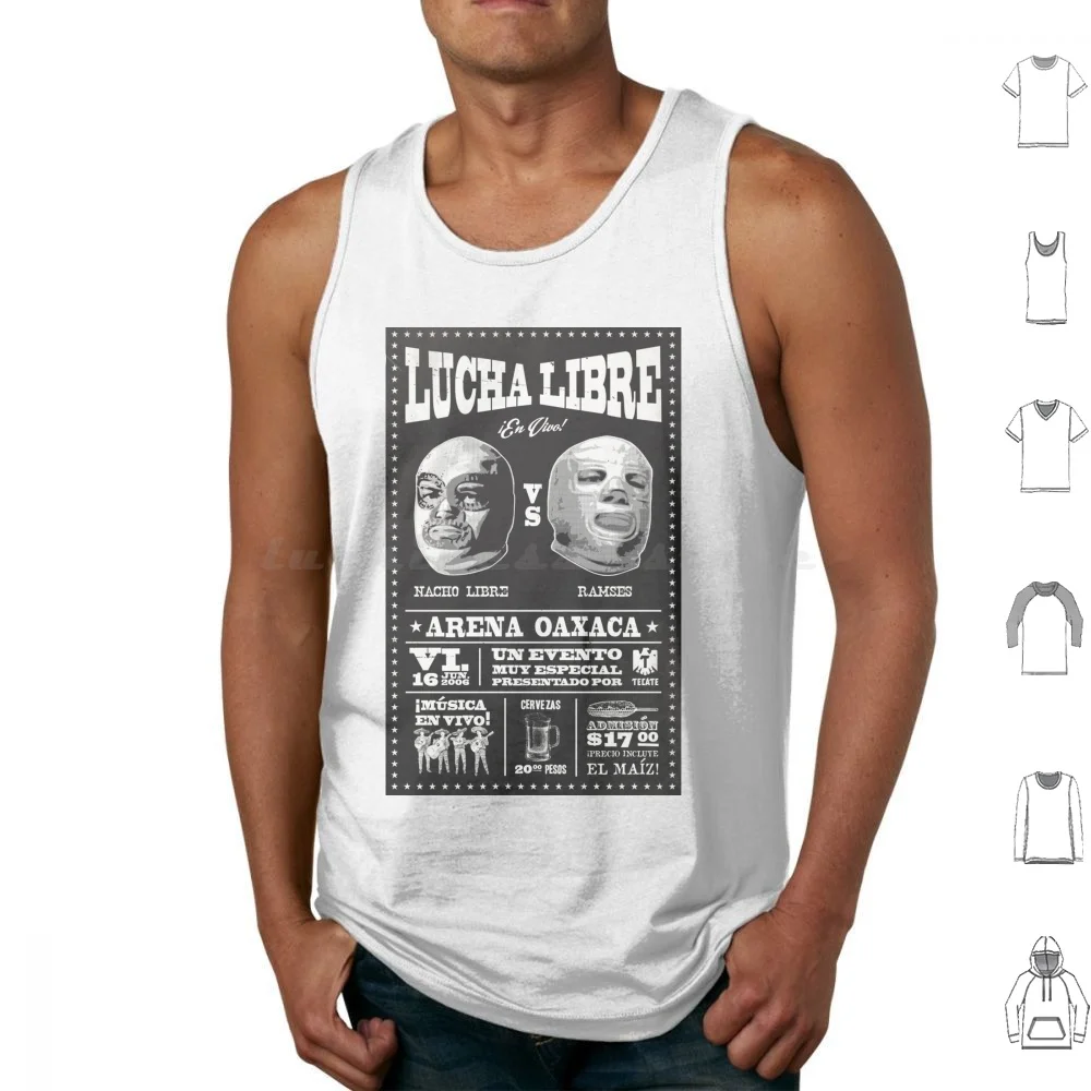Nacho Libre Camisetas sin mangas de algodón estampado Nacho Libre Jack Black Ramses Lucha Libre película Luchador lucha mexicana para hombres