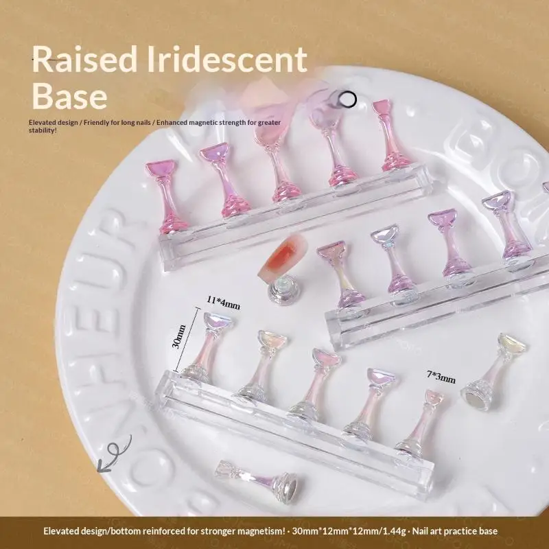 5 pièces magnétique Nail Art pratique Extension d'échecs acrylique formation ongles conseils vernis Nail Art outil présentoir Salon vernis à ongles