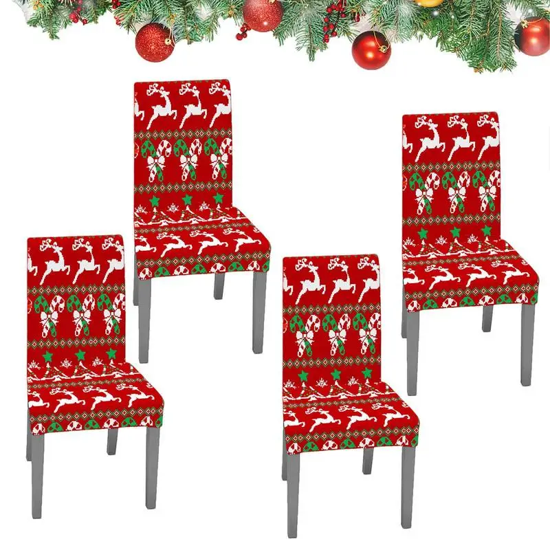 Christmas Chair Cover 4pcs Christmas Chair Slipcovers Covers Dining Chair Decor Protection Function Create A Christmas Mood Home