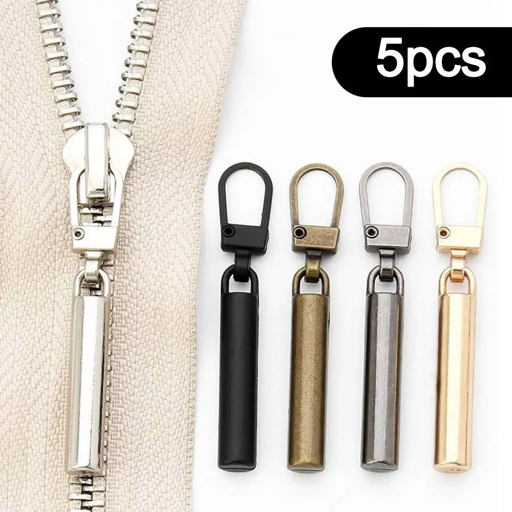 

5PCS Replacement Metal Zip Detachable DIY Sewing Replacement Tab Zipper Backpacks Purses Repair Zipper Sliders Head Zipper Head