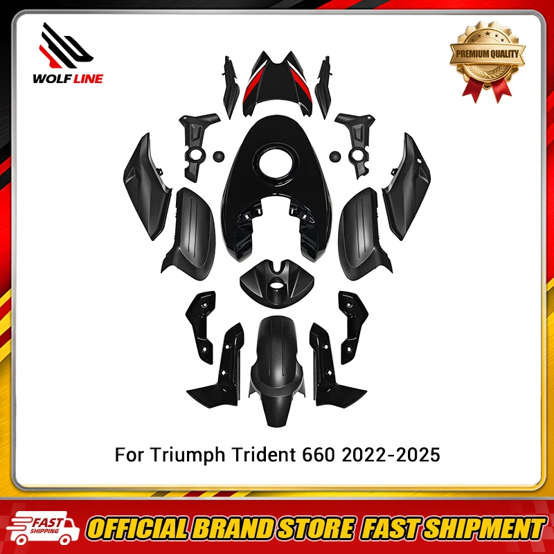 WOLFLINE Komplette Verkleidungssätze Karosserie-Verkleidung für Triumph Trident 660 2022-2025 Motorrad ABS-Kunststoff-Spritzguss-Verkleidungsplatten