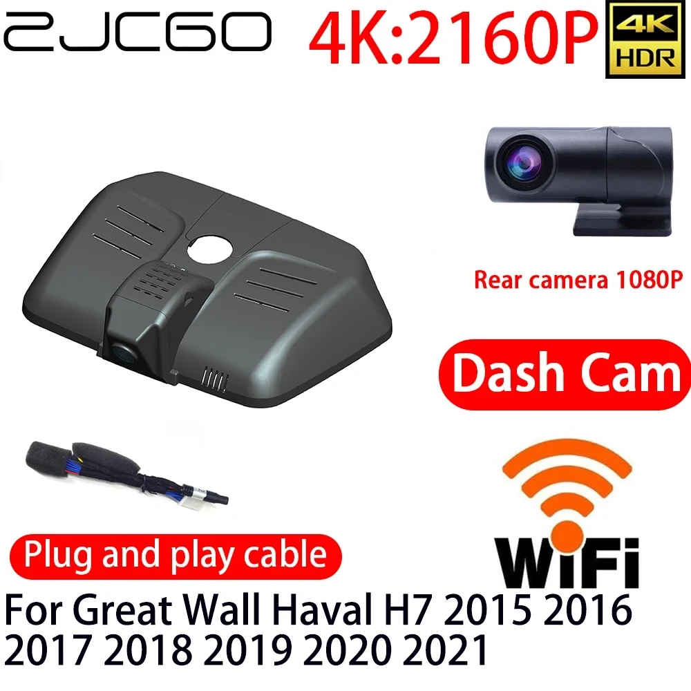 

ZJCGO 4K DVR Dash Cam Wifi Front Rear Camera 24h Monitor For Great Wall Haval H7 2015 2016 2017 2018 2019 2020 2021