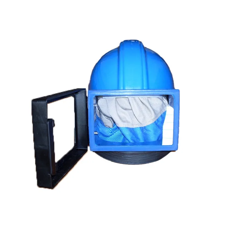 Full-Face Sandblasting Helmet Integrated Respirator Air Supply Hose Industrial Abrasive Blasting Hood