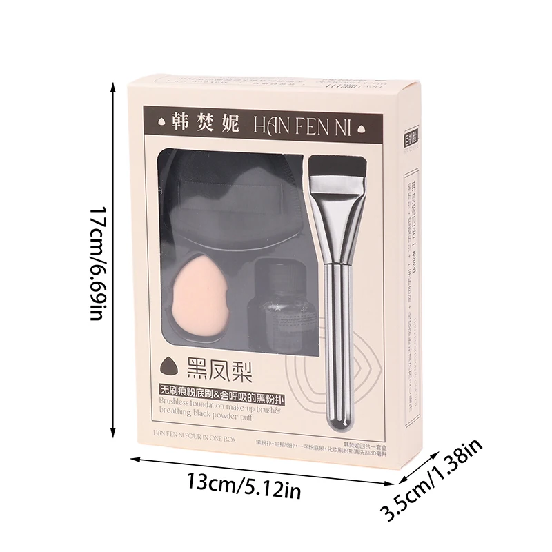 Triangle Black Makeup Puff 7Pcs/Set Flat-head Foundation Brush Cleaner Mini Finger Sponge Concealer Air Cushion Tool