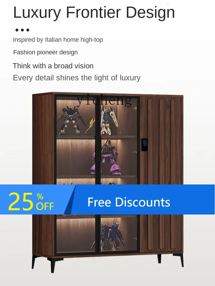 

LYY Solid Wood Hand-Made Lego Blind Box Display Cabinet Dustproof Glass Door Bookcase Trendy Cartoon Model Showcase