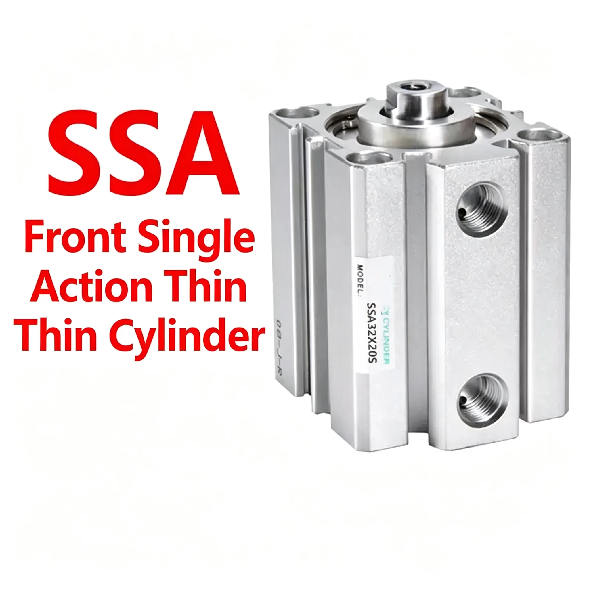SSA20 25 32 40 50 63 Compact Single-Acting Pneumatic Air Cylinder 5/10/20/30/40/50/60/70/80/90/100mm Stroke