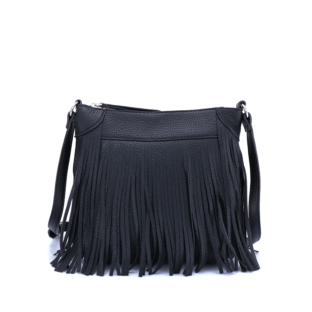 Spring Cute Mini Shoulder Bag, Fashion Messenger Bag with Long Fringes, Vegan Leather Crossbody Bags for Women