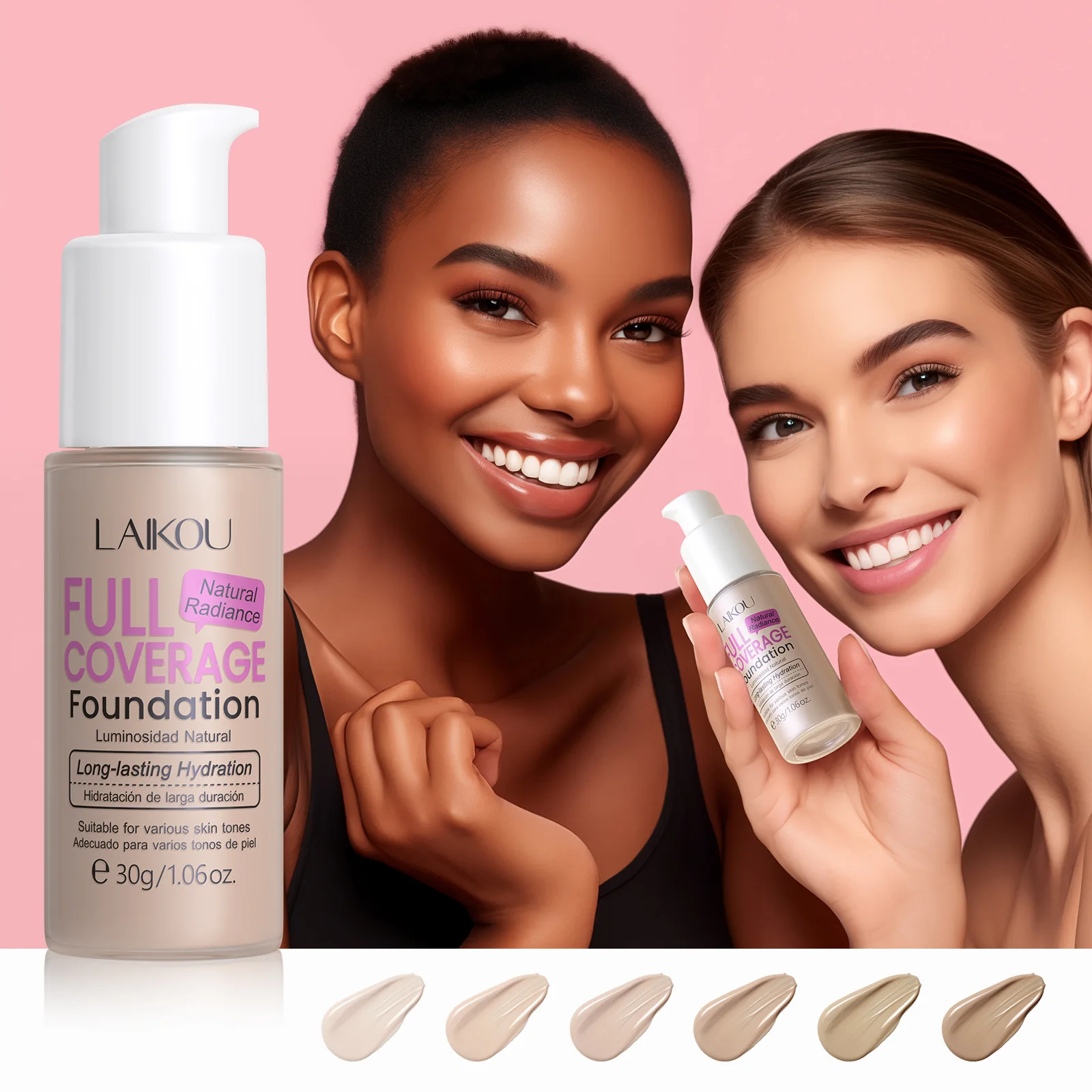 LAIKOU Makeup Base Face Liquid Foundation BB Cream Concealer Moisturizer Oil-control Whitening Waterproof Maquiagem Makeup 30g