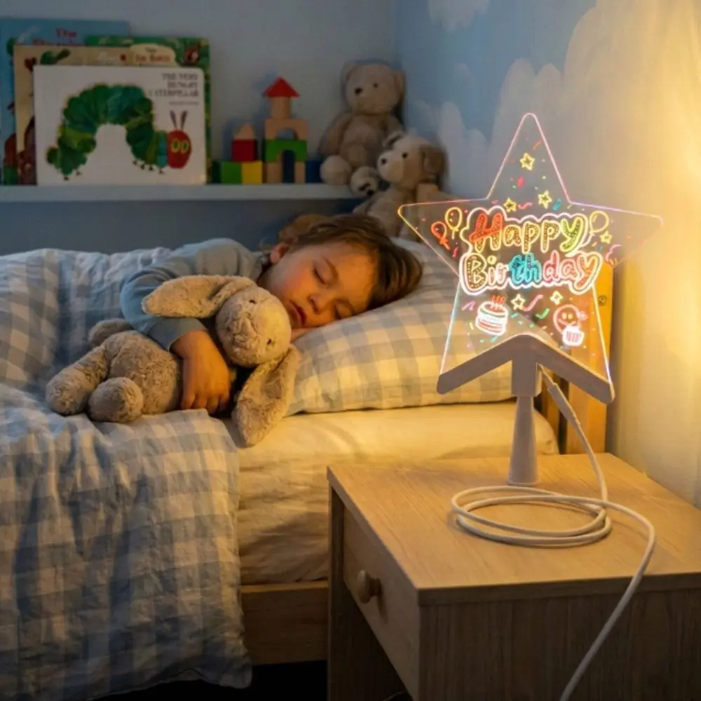 USB Powered Christmas Tree Topper LED Light Acrylic Ambient Lamp Soft Glowing Light Erasable Hand Drawing Surface