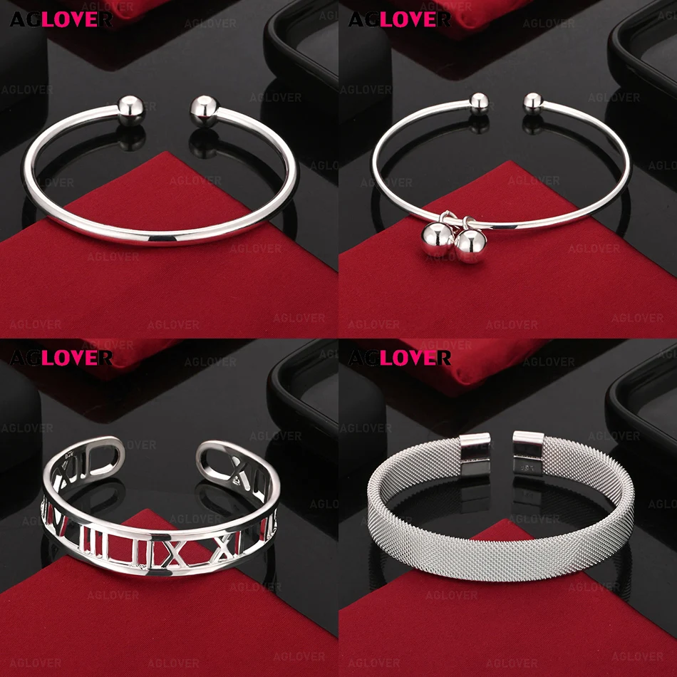 

AGLOVER 925 Sterling Silver Hollow Roman Numeral Open Bracelet Woman Charm Noble Engagement Anniversary Gift Jewelry
