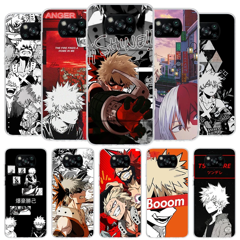 My Hero Bakugou Katsuki Cover Phone Case For Xiaomi Poco X6 X5 X4 Nfc X3 Pro F6 F5 F4 Gt F3 F2 F1 M5S M4 M3 Soft Fundas Shell