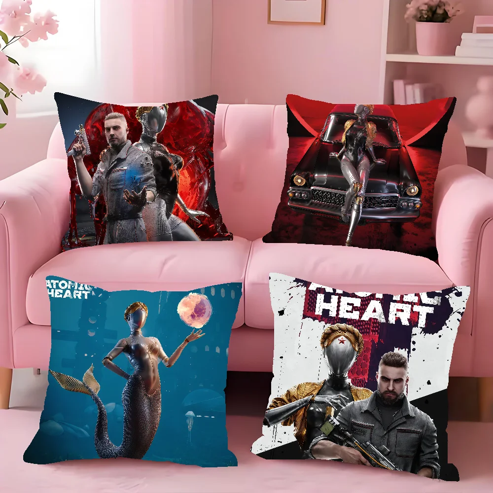 Game Atomic Heart Cushion Cover Square Double-Sided Printing Sofa Cushion Cover Pillowcase Bedroom Bedside