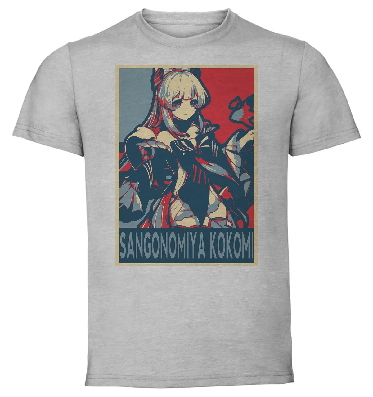 T-Shirt Unisex Grey Propaganda Genshin Impact Sangonomiya Kokomi SA0861